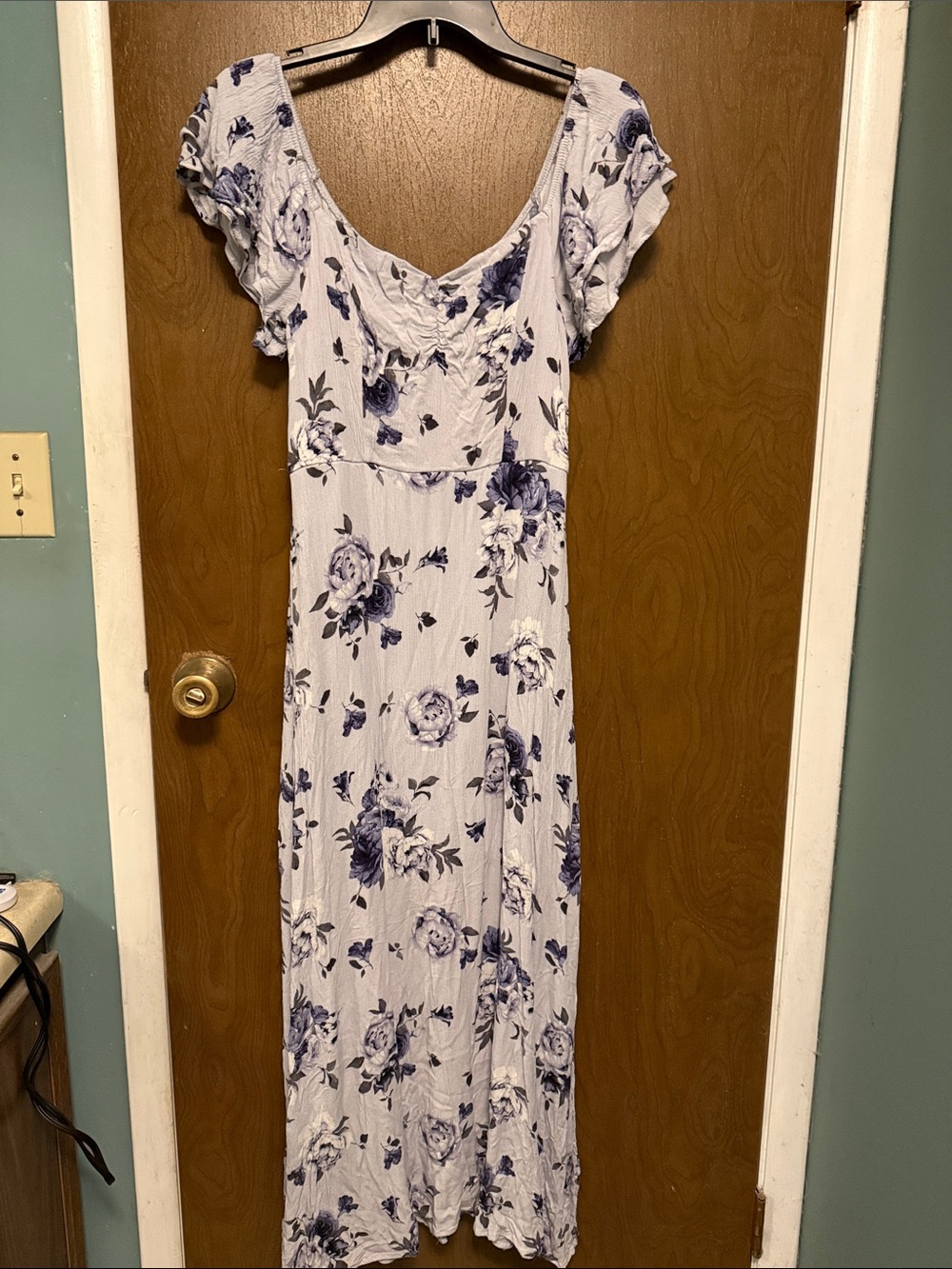 Three Pink Hearts Light Lilac Maxi Dress with Floral Print